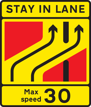 One lane crossover at contraflow road works